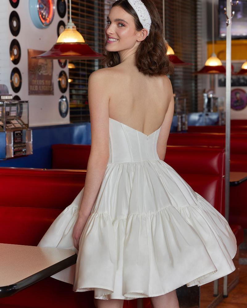 Aa2340 simple short wedding dress with ruffles and a line silhouette3
